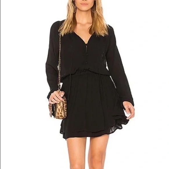 Rails Women’s Kingsley Long Sleeve Little Black Mini Dress Size S Whimsygoth